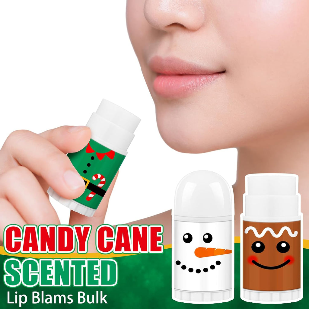 25 Pcs Christmas Lip Balm Bulk Mini Candy Cane Peppermint Flavor Lip Balms Bulk Christmas Stocking Stuffers Xmas Party Gifts Small Thank You Employee Appreciation Gifts for Women Men (Xmas Character)