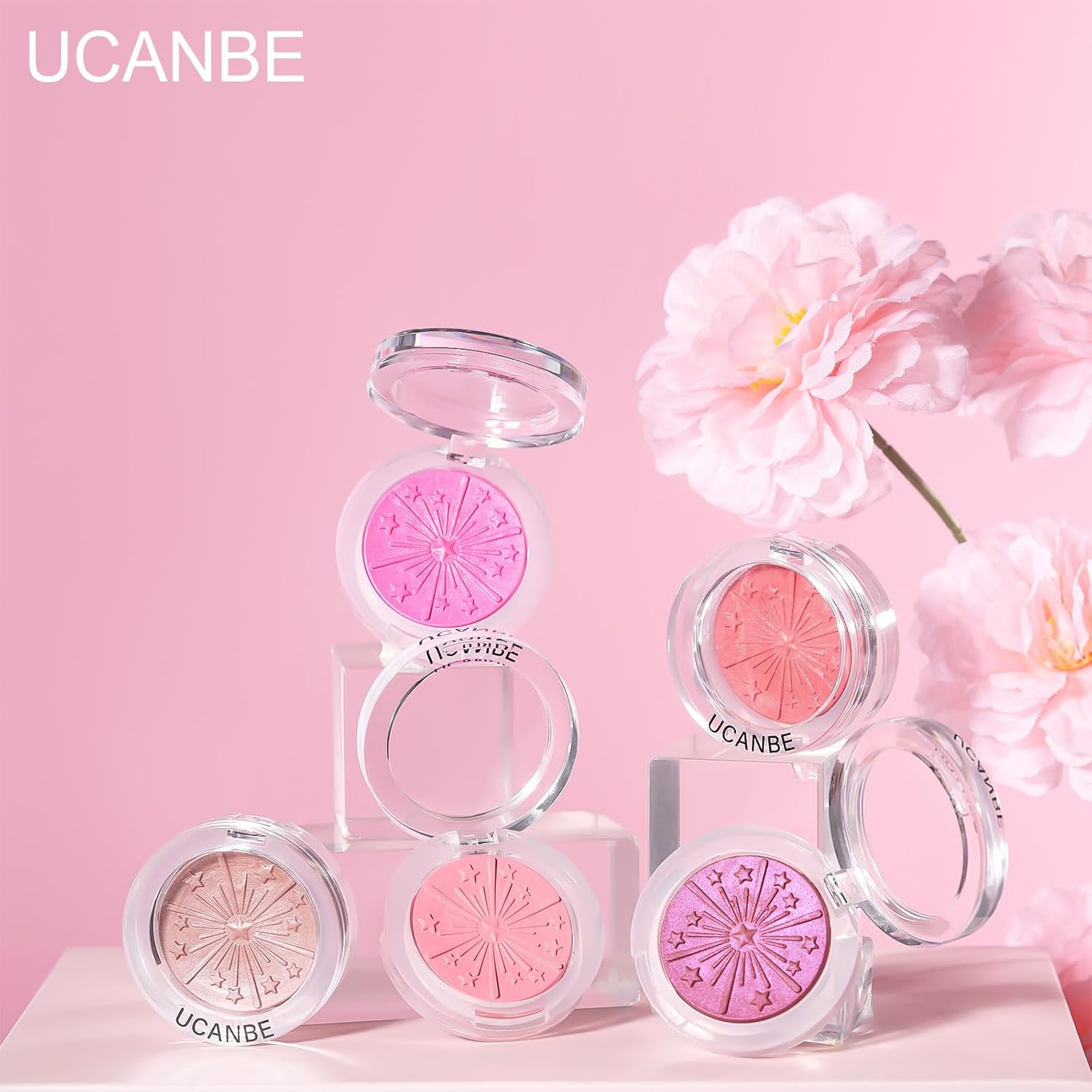 UCANBE Baked Blush for Cheek, Glow Blushing Palette - Seamless Silky Blendable Powder Blush Makeup Palette, Delivering Long Last Natural Ruddy Complexion, 03 Peony