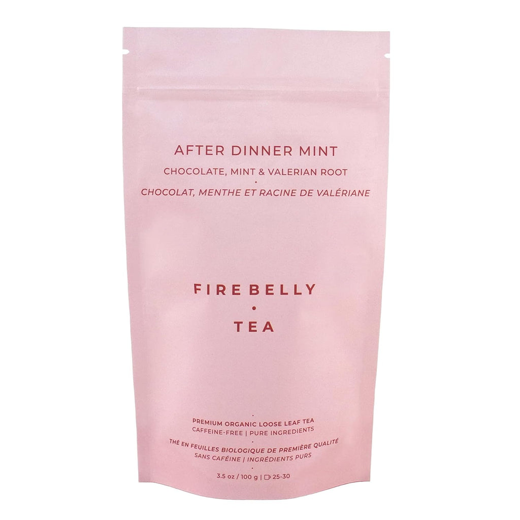 Firebelly Tea After Dinner Mint, Organic Chocolate & Mint Tea with Valerian Root for Sleep, Loose Leaf Herbal Drink, Caffeine-Free, For Relaxing Nighttime, 3.5 oz, Pack of 1