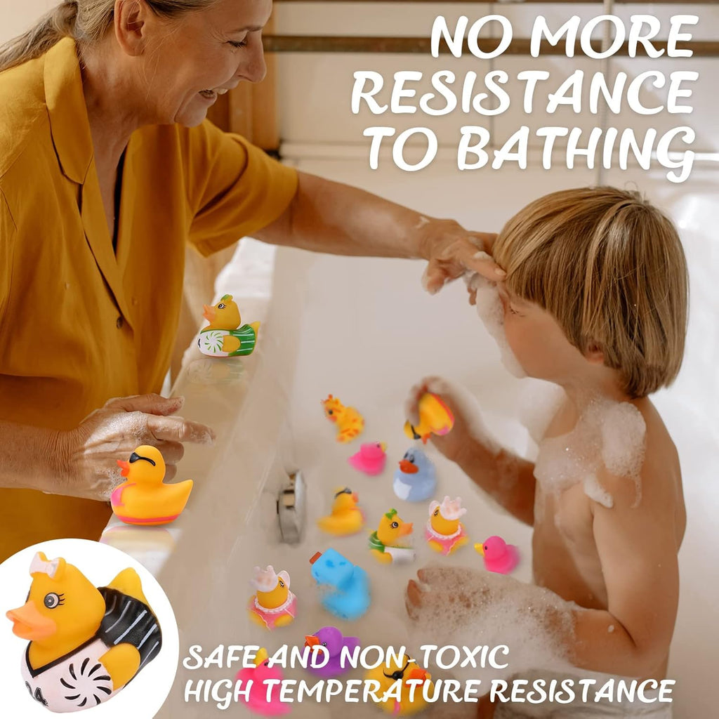 100 Pack Rubber Ducks in Bulk, Assorted Duckies for Jeeps Ducking, Rubber Duckies for Baby Bath Toys, Kids Bath Pool Toys Birthday Gifts Party Favors