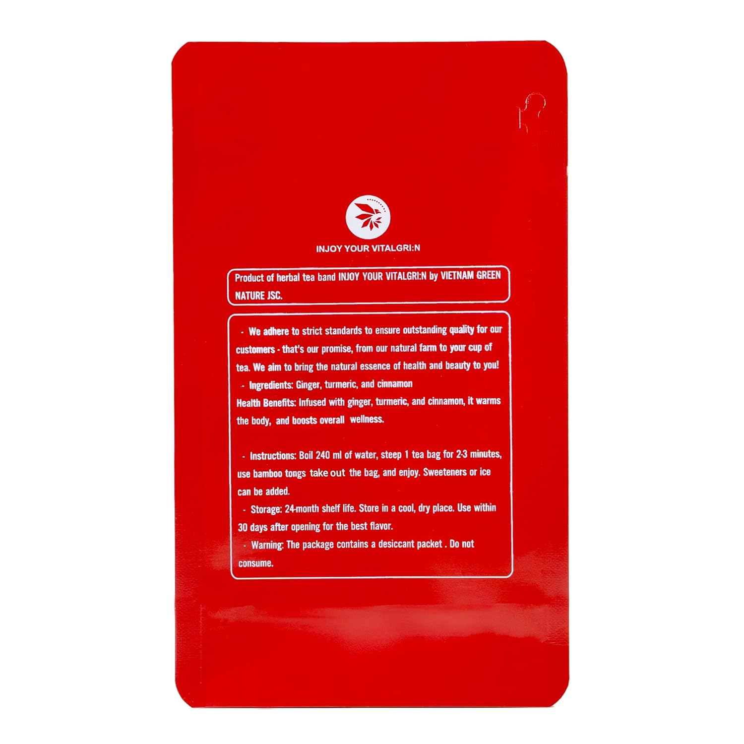 Ginger Cinnamon Turmric Tea Bags with Bamboo Tong - 55 Count (+5 Count), 5.47 oz, Re-Steep Corn Based Bag, Natural Herbal Tea for Body Warm, Liver Support