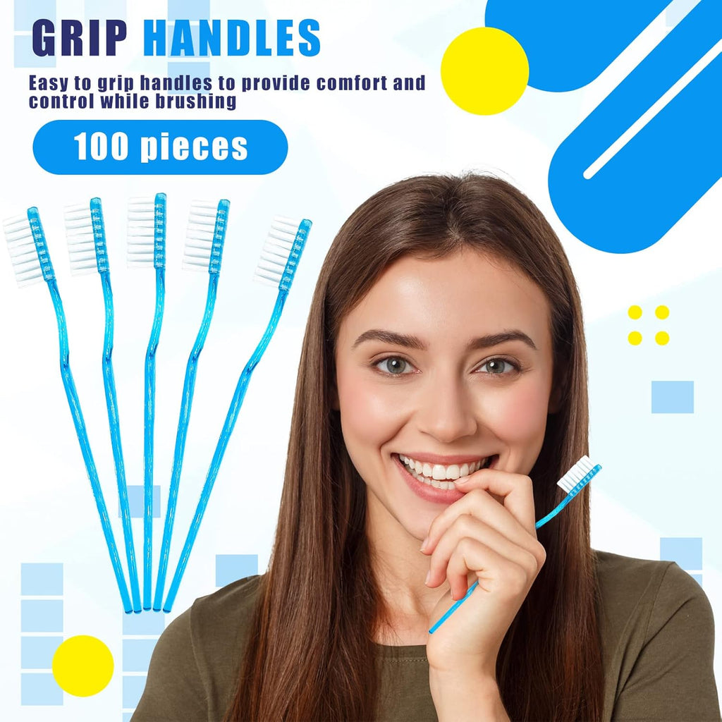 Disposable Toothbrushes with Toothpaste Adult Pre-Pasted Disposable ToothbrushTravel with Toothpaste Bulk Toothbrushes Waterless Toothbrush Individually Wrapped Mint-100Pcs