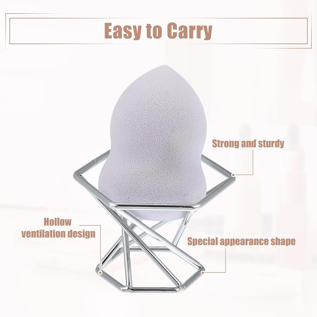 VOCOSTE Makeup Sponge Holder, Beauty Sponge Dry Stand, Beauty Sponge Holder, Makeup Beauty Egg Drying Stand for Vanity, Silver Tone