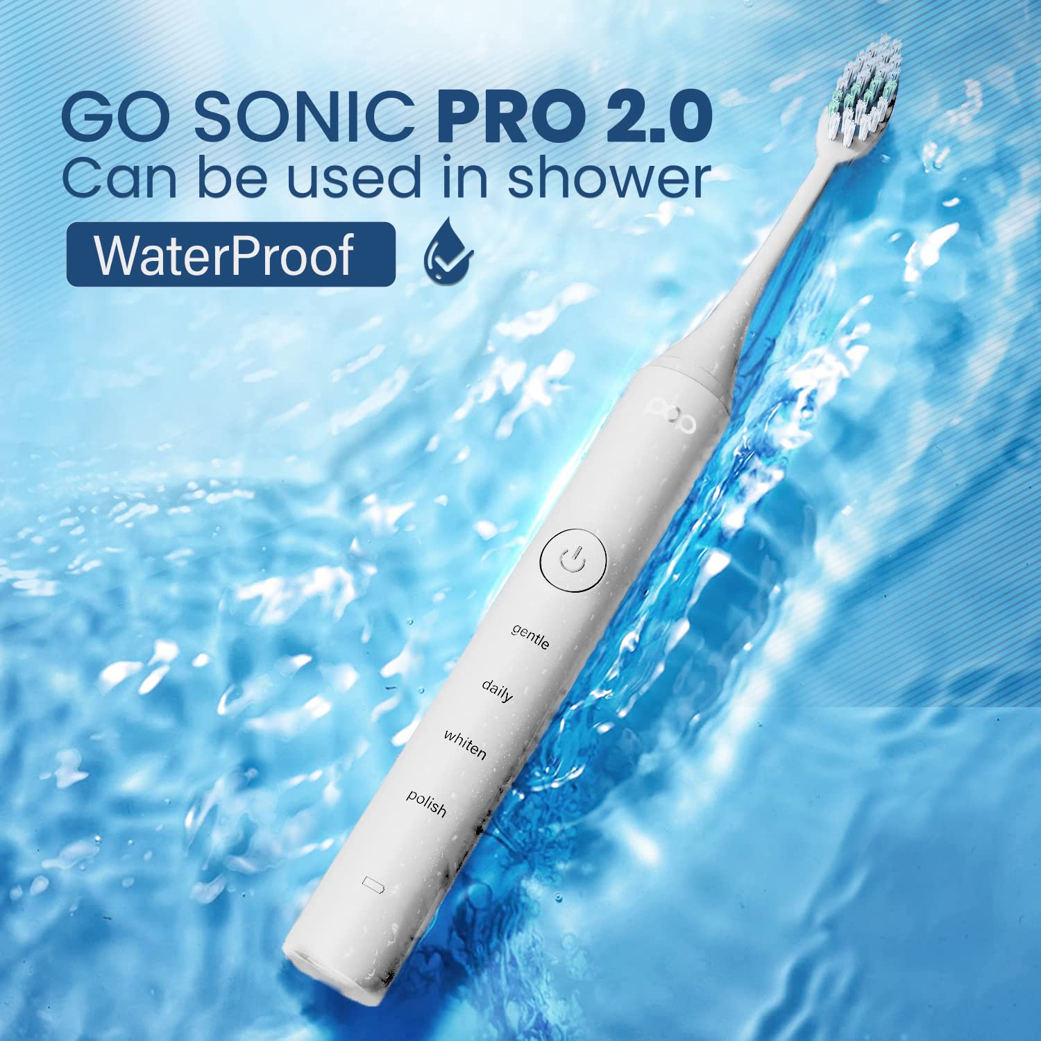 Pop Sonic Pro 2.0 Electric Toothbrush (White) Rechargeable Sonic Toothbrush with 45,000 Vibrations Per Minute & 4 Cleaning Modes for Adults & Kids with Long Lasting Dupont Nylon Bristles