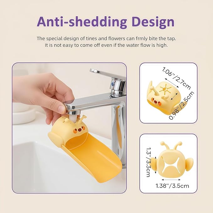 2 Pack Faucet Extender for Toddlers, Silicone Faucet Extender, Easy Install Sink Spout Extender for Kids Hand Washing Fits Standard and Gooseneck Faucet (Purple & Yellow)