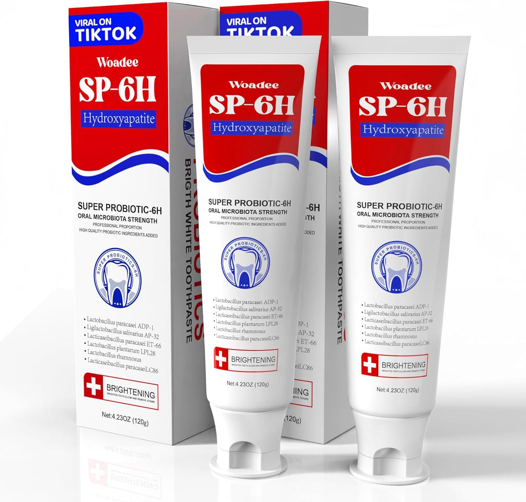 Woadee SP-6 Hydroxyapatite Toothpaste, SP-6 Probiotic Whitening Toothpaste,6 Probiotics+Hydroxyapatite Formula for Teeth Whitening, Strengthening and Enamel Protection，Mint Flavor, Fresh Breath(2)