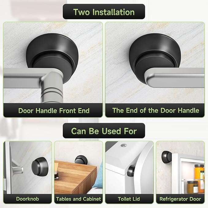 15PCS Door Stopper Wall Protector with Silicone Head, Aluminum Door Knob Wall Protector, Spring Shock Absorption Technology, 1.65" Door Stoppers for Wall, Adhesive Installation or with Screw