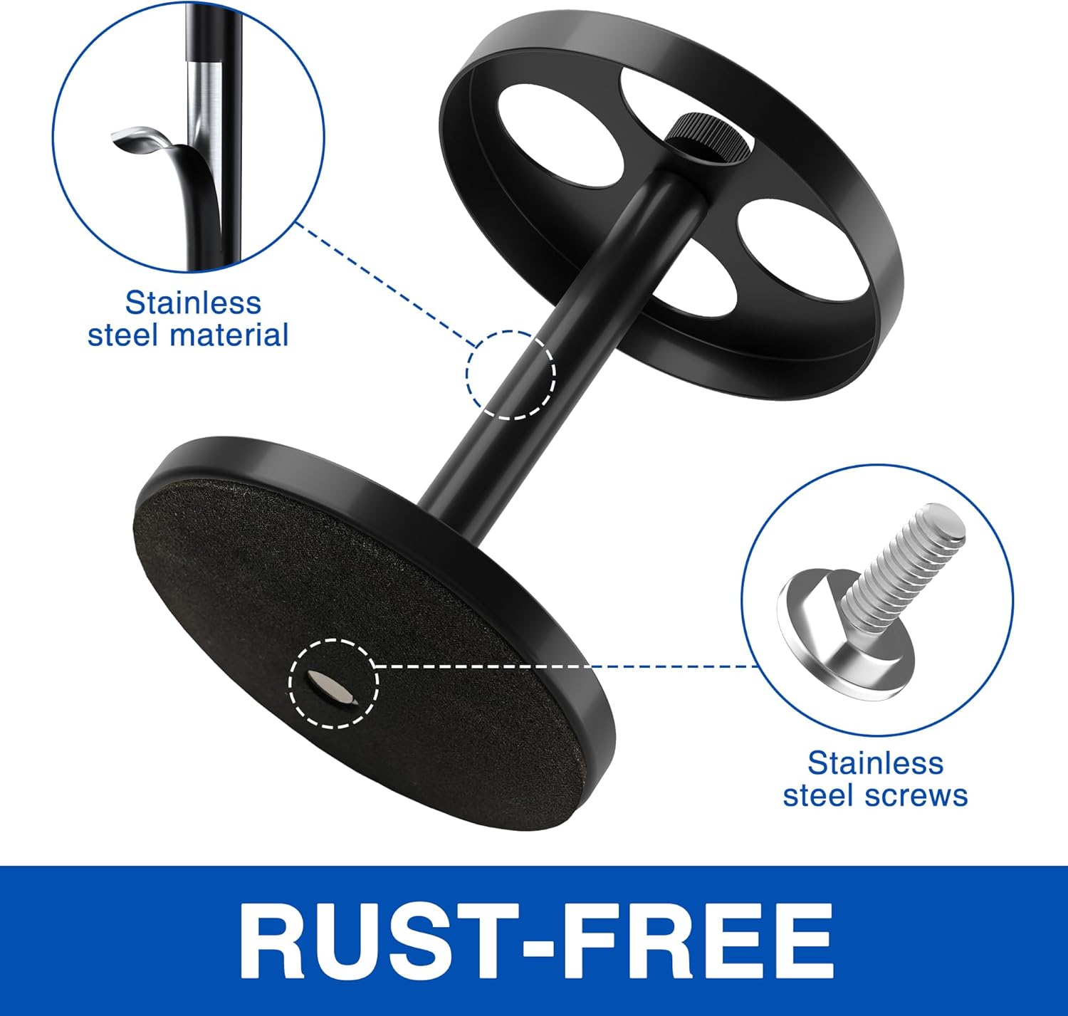 Black Stainless Toothbrush Holder Stand: Rustproof Bathroom Countertop Organizer, 4 Ventilated Slots Hold Manual Toothbrushes, Razor