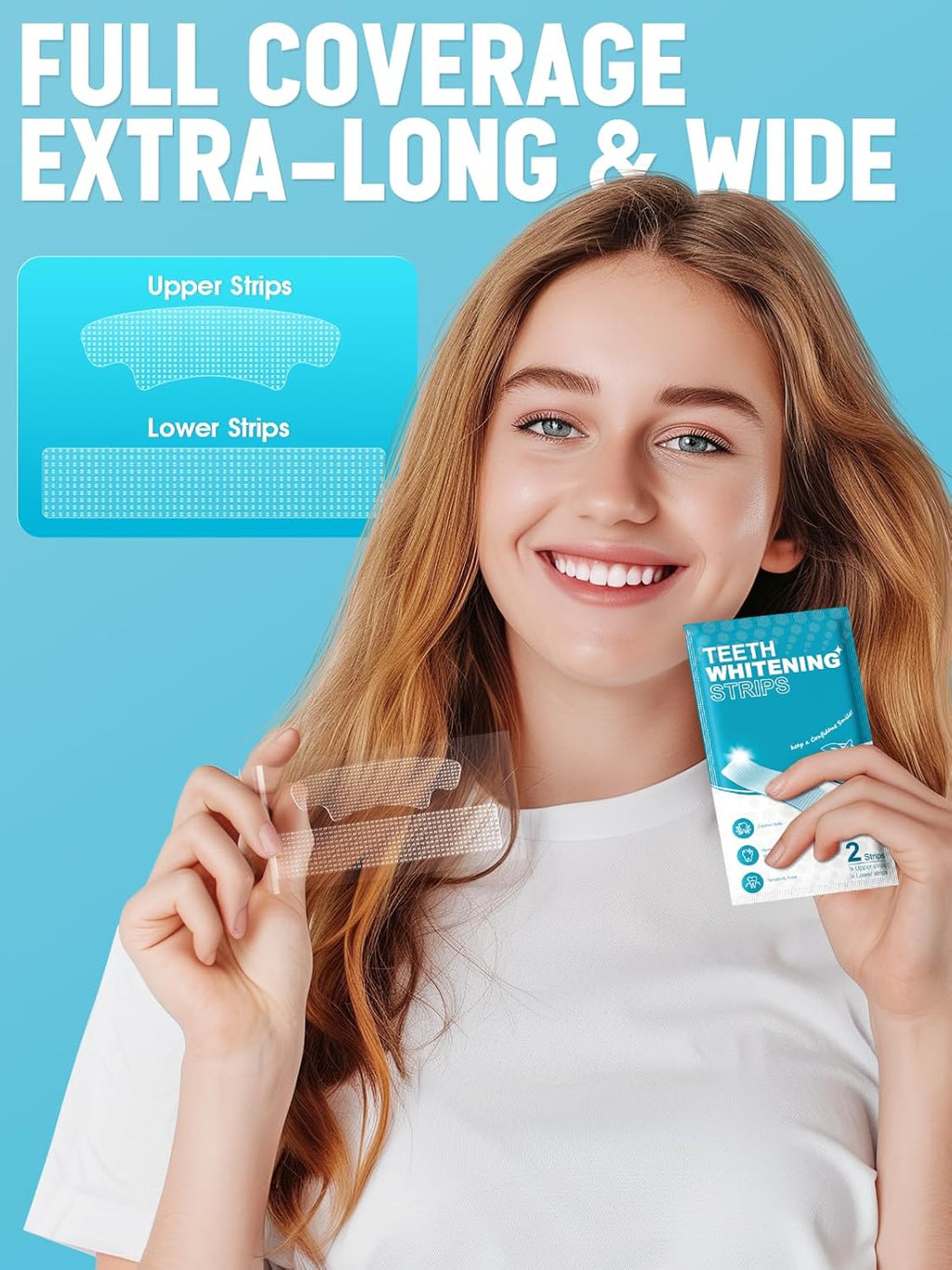 Oralfree Natural Teeth Whitening Strips - Sensitive Teeth Whitener - Enamel Safe Teeth Whitening Kit with Hydrogen Peroxide for Coffee, Wine, Tobacco, and Other Stains, 28 Strips (14 Treatment), Mint