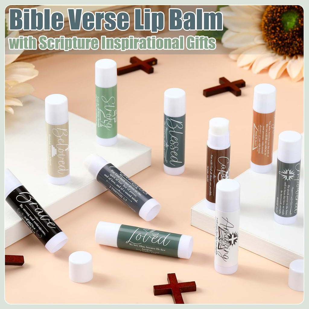 50 Pack Christmas Christian Religious Gifts Bulk Lip Balms for Women Men Church Party Favors Bible Verse Lip Balm with Scripture Gifts for Staff Coworkers Employee Christmas Stocking Stuffers
