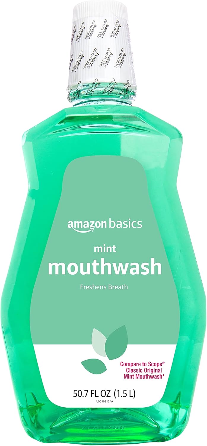 Amazon Basics Fresh Breath Mouthwash, Mint, 50.7 Ounce (Pack of 1), (Previously Solimo)