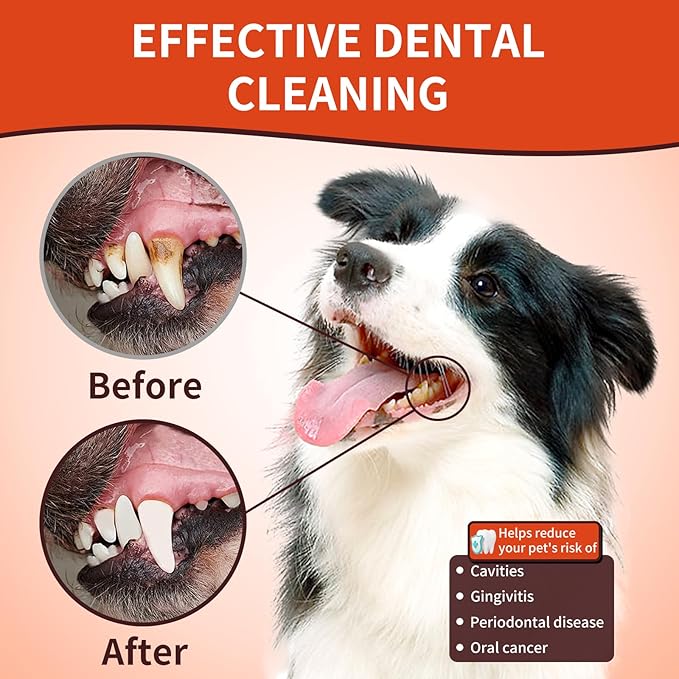 Dog Dental Wipes - Tooth Brushing Kit for Cats & Dogs - Dog Toothbrush Finger Dental Wipes to Remove Plaque & Tartar,Effective Teeth Cleaner (100PCS)