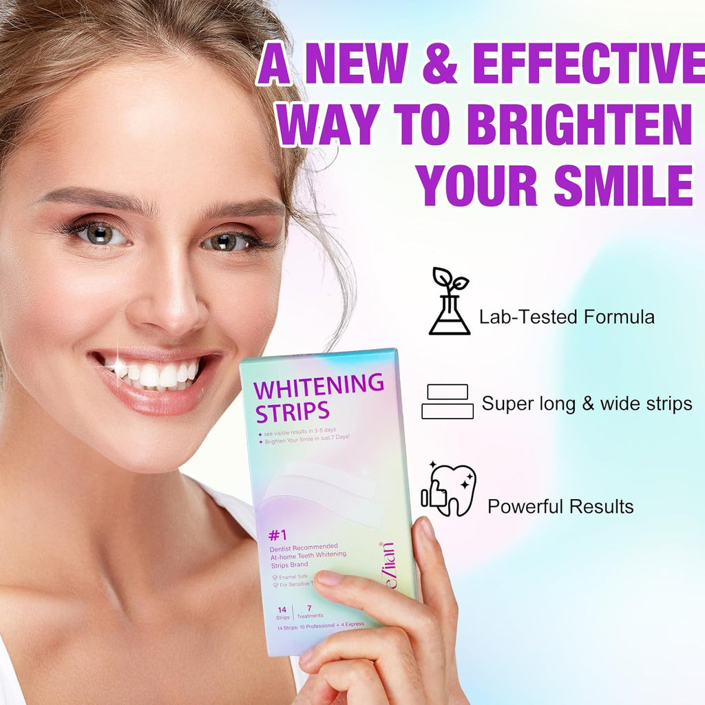 Teeth Whitening Strips,7-Day whitening Strips,Peroxide Free,Sensitive Teeth Whitener,Enamel Safe for Whiter Teeth,Deep Stains Removal,nstant Teeth Whitening Without The Harm (28pcs)