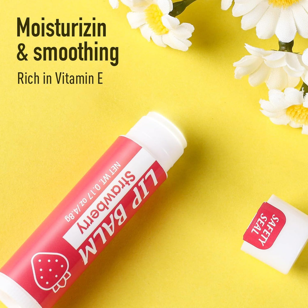 32 Pack Lip Balm, Natural Lip Balm Bulk with Vitamin E and Coconut Oil, Moisturizing Lip Balms for Dry Cracked Lips, Lip Balms for Stocking Stuffers - 8 Flavors