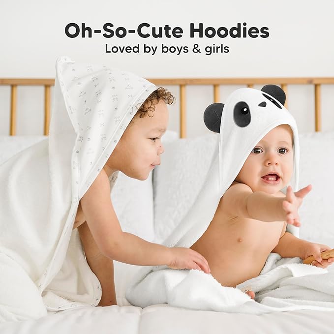 KeaBabies Hooded Baby Towel for Newborn - Viscose Derived from Bamboo Large Baby Bath Towels with Hood for Boys, Girls, Toddler, Extra Absorbent & Soft Newborn Bath Essentials (Panda, Regular)