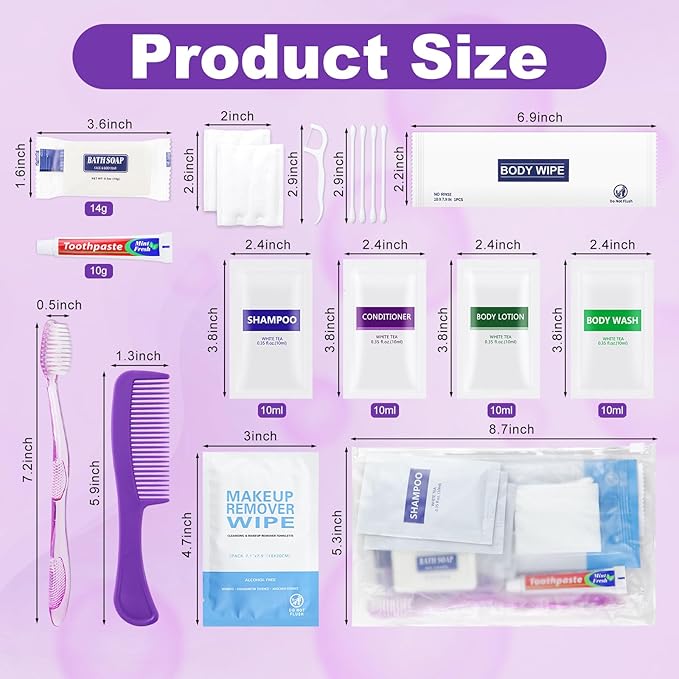 100 Kits Travel Toiletry Kit Bulk, Personal Hygiene Kit, Disposable Hygiene Kit Homeless Care Supplies Charity Kit For Home, Hotel, Camping, Travel