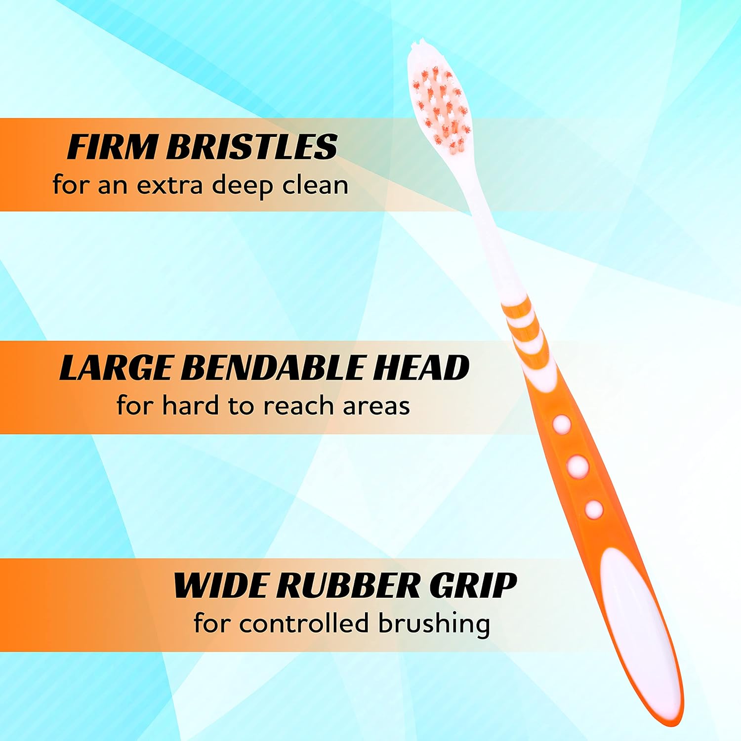 Extra Firm Toothbrush, Hard Bristle Toothbrush Set for Adults or Smokers Travel Kit, Multicolor Denture Brush, Large Head, Manual Travel Toothbrush Hard Bristles