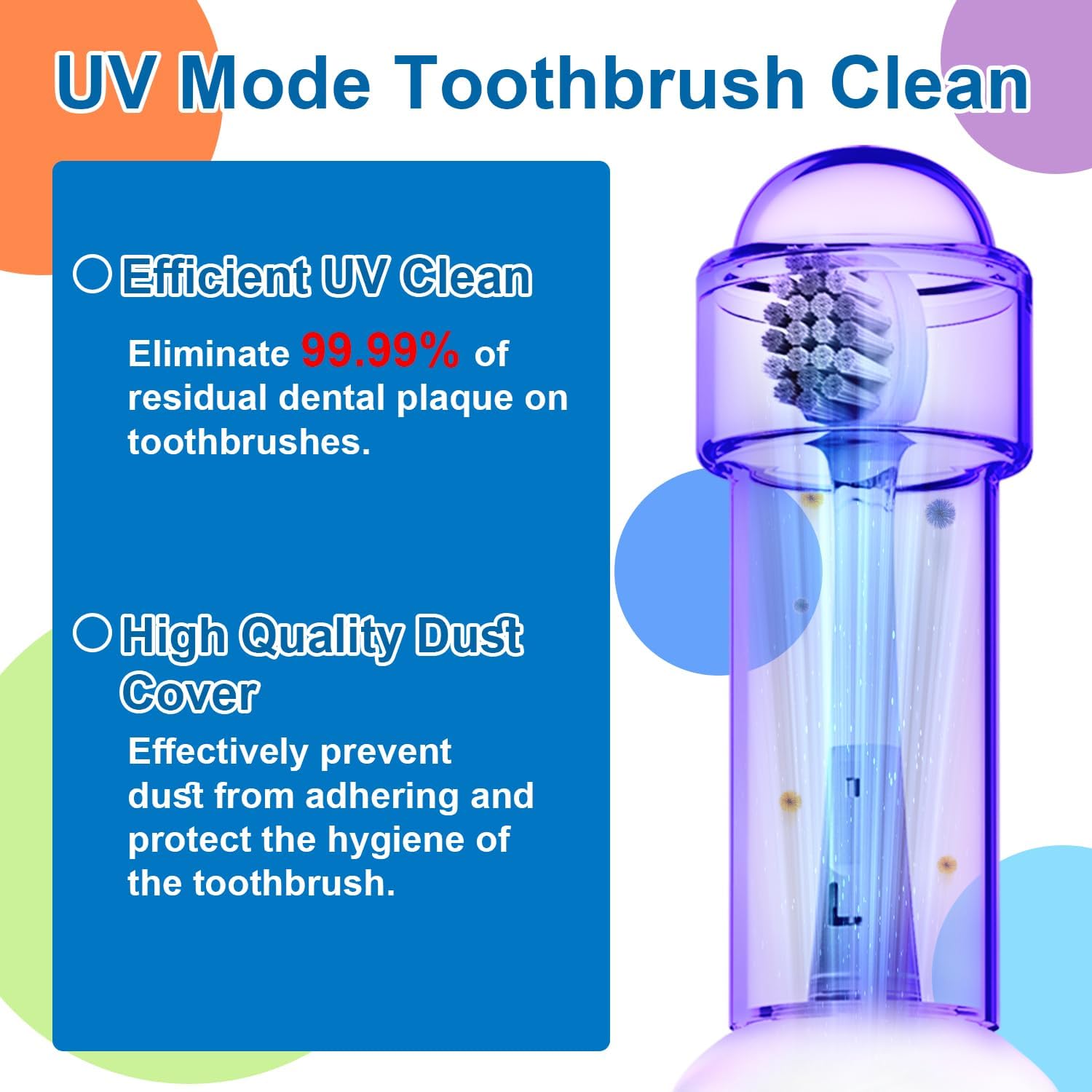 UV Self Clean Kids & Toddlers Electric Toothbrush | Improve Safe and Hygiene | Soft Bristles | Easy-Grip Silicone Handle | 4 Modes & 2-Min Timer | One Charge Last 60 Days | Age 3+ (Blue)