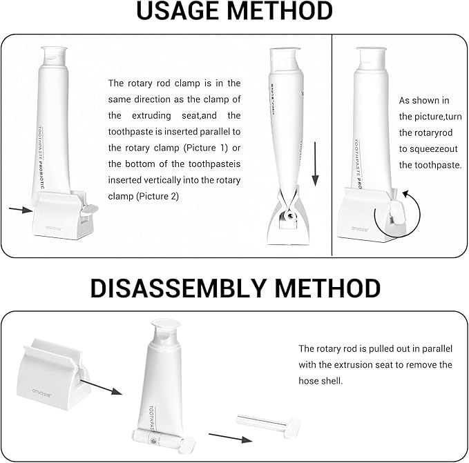 2pcs Rolling Tube Toothpaste Squeezer Toothpaste Seat Holder Stand for Bathroom Accessories（Milky）