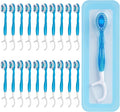 20 Count Disposable Toothbrushes with Toothpaste Individually Wrapped, 5-in-1 Pre-Pasted Mini-Brush+Floss+Pick+Tongue Scraper, On The Go Toothbrush with Freshening Bead, Coolmint