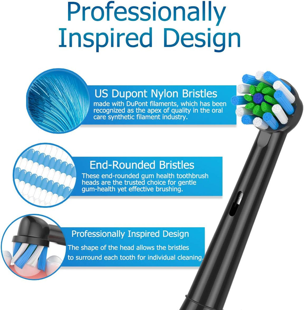 Replacement Toothbrush Heads Compatible with Braun Oral b 7000/Pro 1000/9600/ 5000/3000/8000/Genius and Smart Electric Toothbrush (black-8pcs)