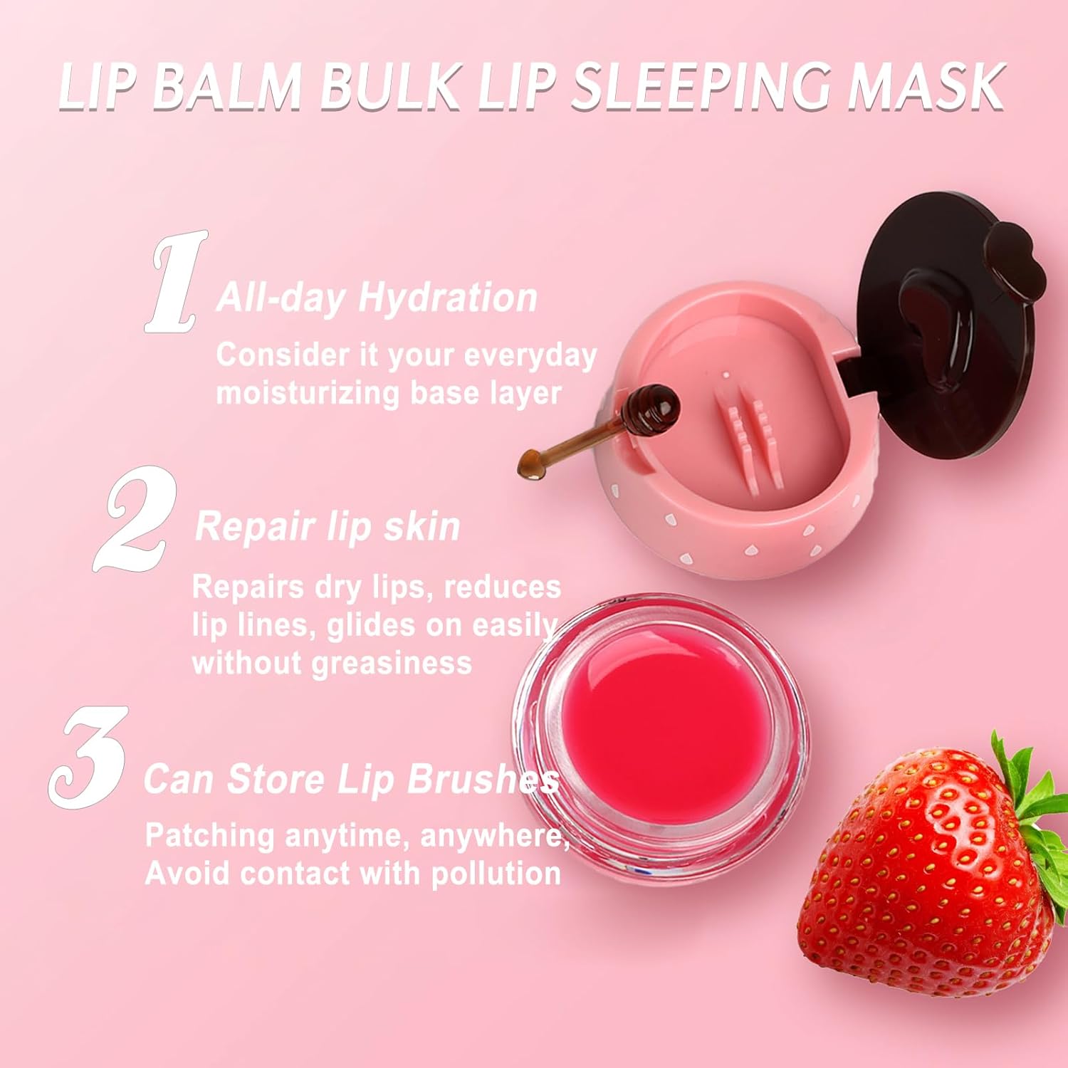10 PCS Bee Lip Balm Lip Mask Honey Pot,Strawberry,Watermelon,Cherry,Peach,Apple Lime,Mint,Coconut,Grapes,Aloe,Honey Lip Balm Bulk Lip Sleeping Mask Overnight Lip Moisturizer Treatment,Reduce Lip Lines