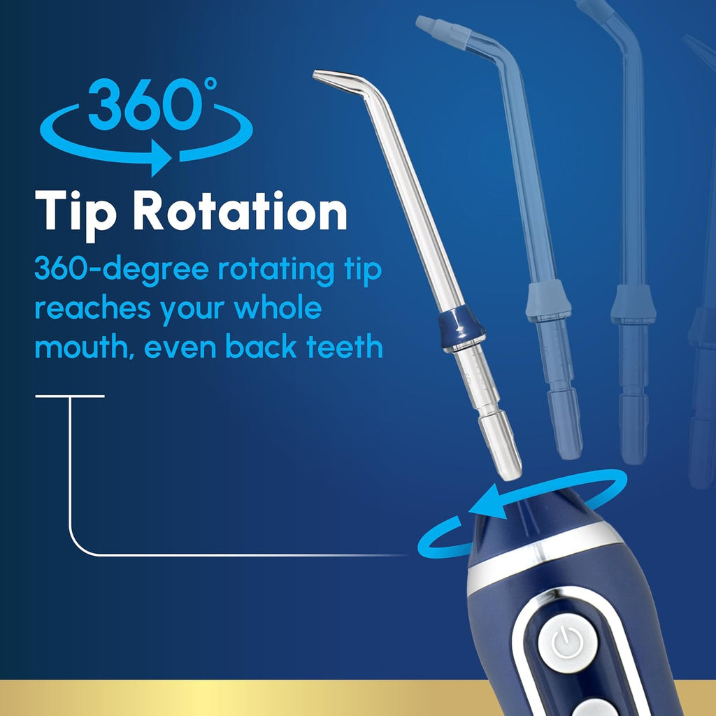 Waterpik Cordless Advanced 2.0 Water Flosser For Teeth, Gums, Braces, Dental Care With Travel Bag and 4 Tips, ADA Accepted, Rechargeable, Portable, and Waterproof, Blue WP-583, Packaging May Vary