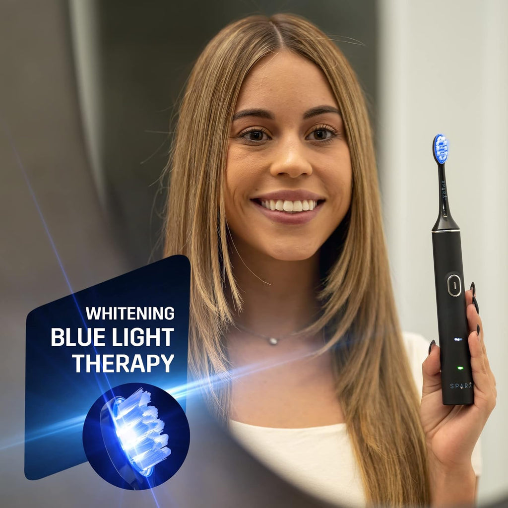 SPARX - Toothbrush Replacement Heads, Brush Heads with Blue Light Therapy for Gum Care, Replacement Brush Heads, Black, 1 Pack