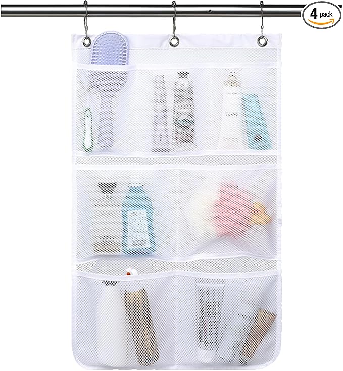 Mesh Shower Caddy Hanging, Quick-Drying Shower Organizer with 7 Pockets, Portable Bathroom Organizers and Storage for Shampoo, Soap, Loofah, Travel, and Cruise Essentials