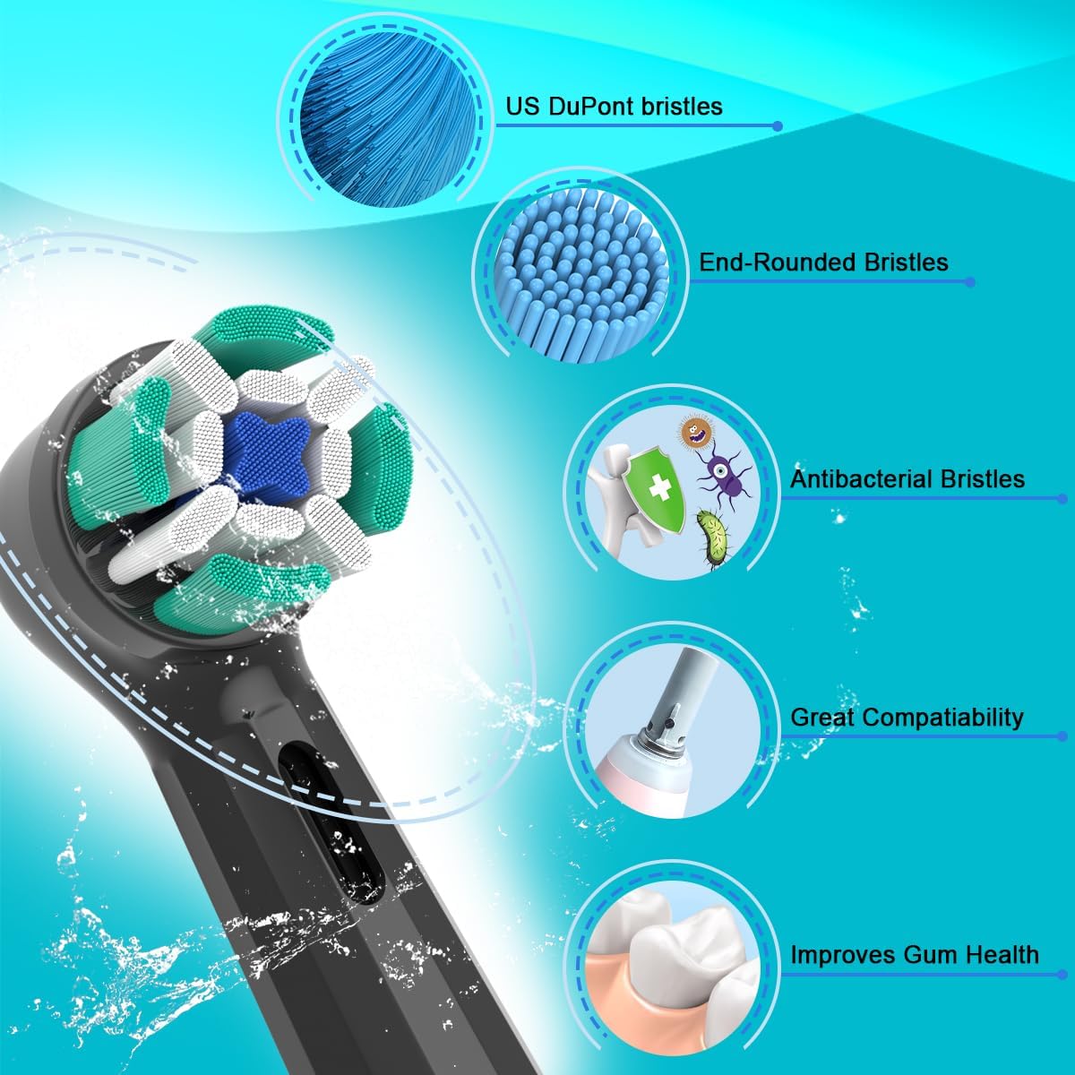 Replacement Heads Compatible with Oral B iO Electric Toothbrush, Soft Toothbrush Heads Fit for Oral-B iO 2/3/4/5/6/7/8/9/10 Series with Covers, Black 8pcs