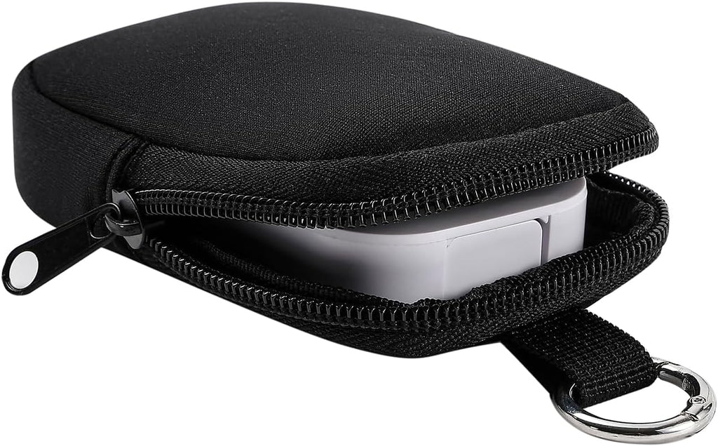 2Pcs Small Makeup Bag, Mini Portable Travel Cosmetic Bag, Soft Neoprene Makeup Pouch with Zipper, Fashion Accessory with Snap Hook, Cute Coin Purse Lipstick Cosmetic Travel Organizer(Black+ White)