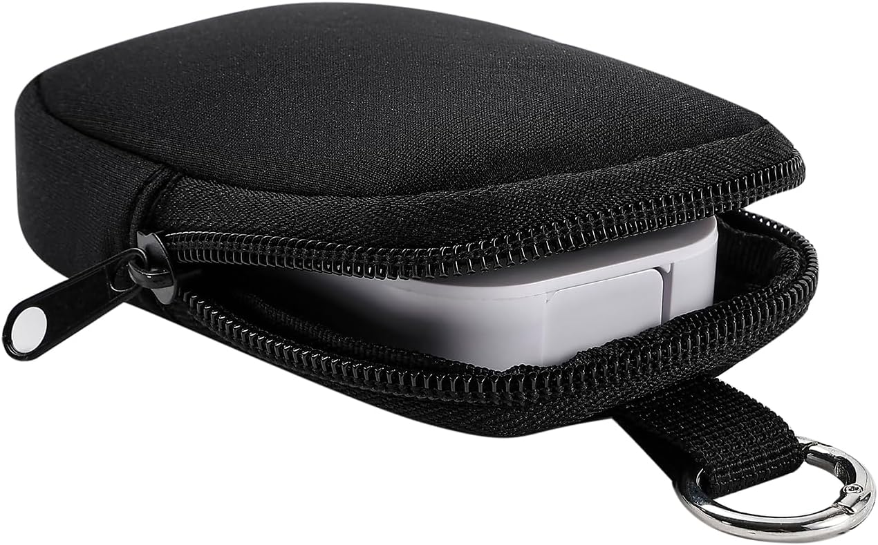 2Pcs Small Makeup Bag, Mini Portable Travel Cosmetic Bag, Soft Neoprene Makeup Pouch with Zipper, Fashion Accessory with Snap Hook, Cute Coin Purse Lipstick Cosmetic Travel Organizer(Black+ White)