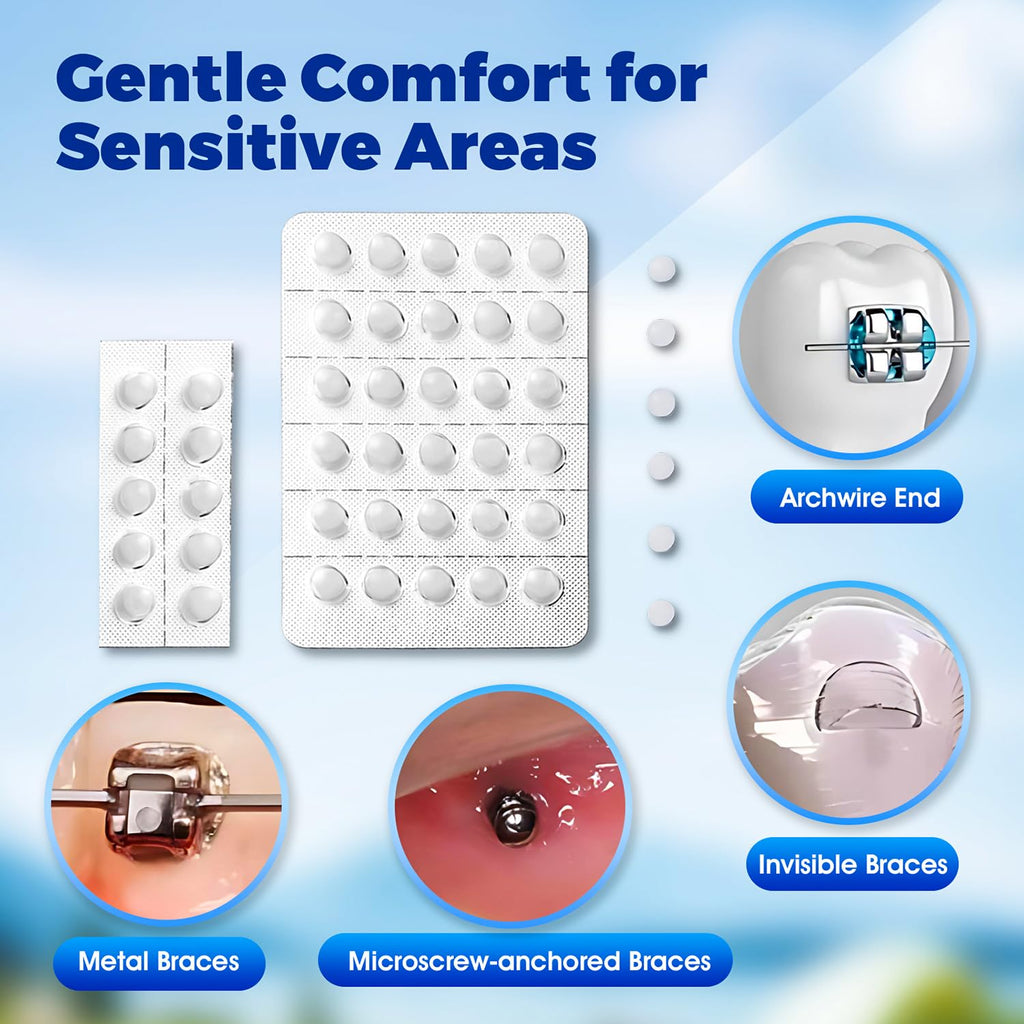 240 Pieces Pre-Cut Orthodontic Wax for Braces, Individually Wrapped Dental Wax for Braces Relief, Easy to Use, Unscented，Safe & Gentle, Hygienic orthodontic dots for Orthodontic Care