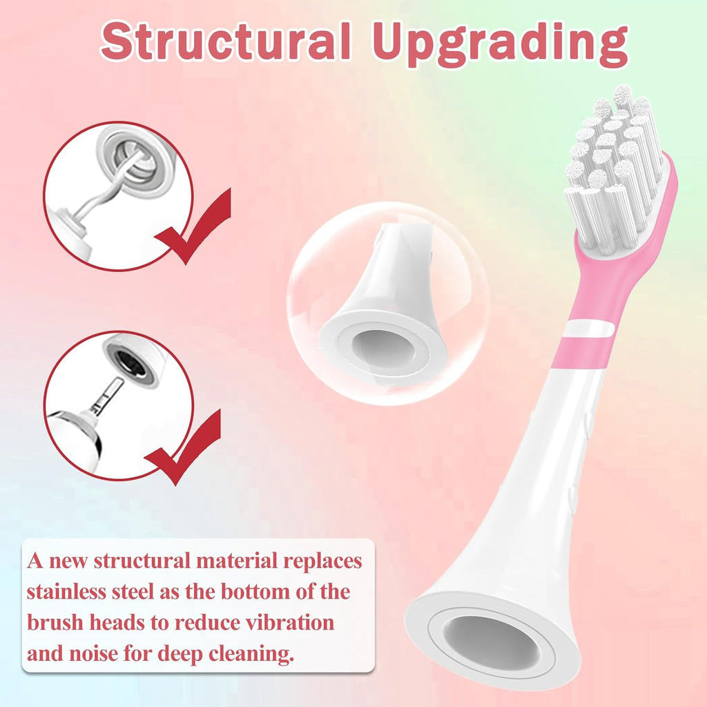 Kids Toothbrush Heads Compatible with Electric Philips Sonicare Handle 6032/94 6321 6340 6042 6320 6330, Replacement Heads Compact for Child 3-7 Years Old, Mini Brush Heads with Caps,8 Pack Green&Pink