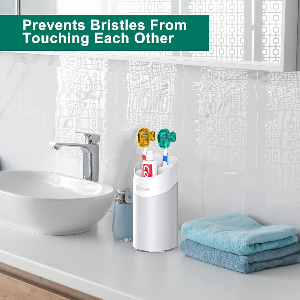 Mspan Toothbrush Protector Travel Cover: Brush Head Cap Cute Clip Case Bulk Guard - Oral Care Accessories Pod for Kids Adults