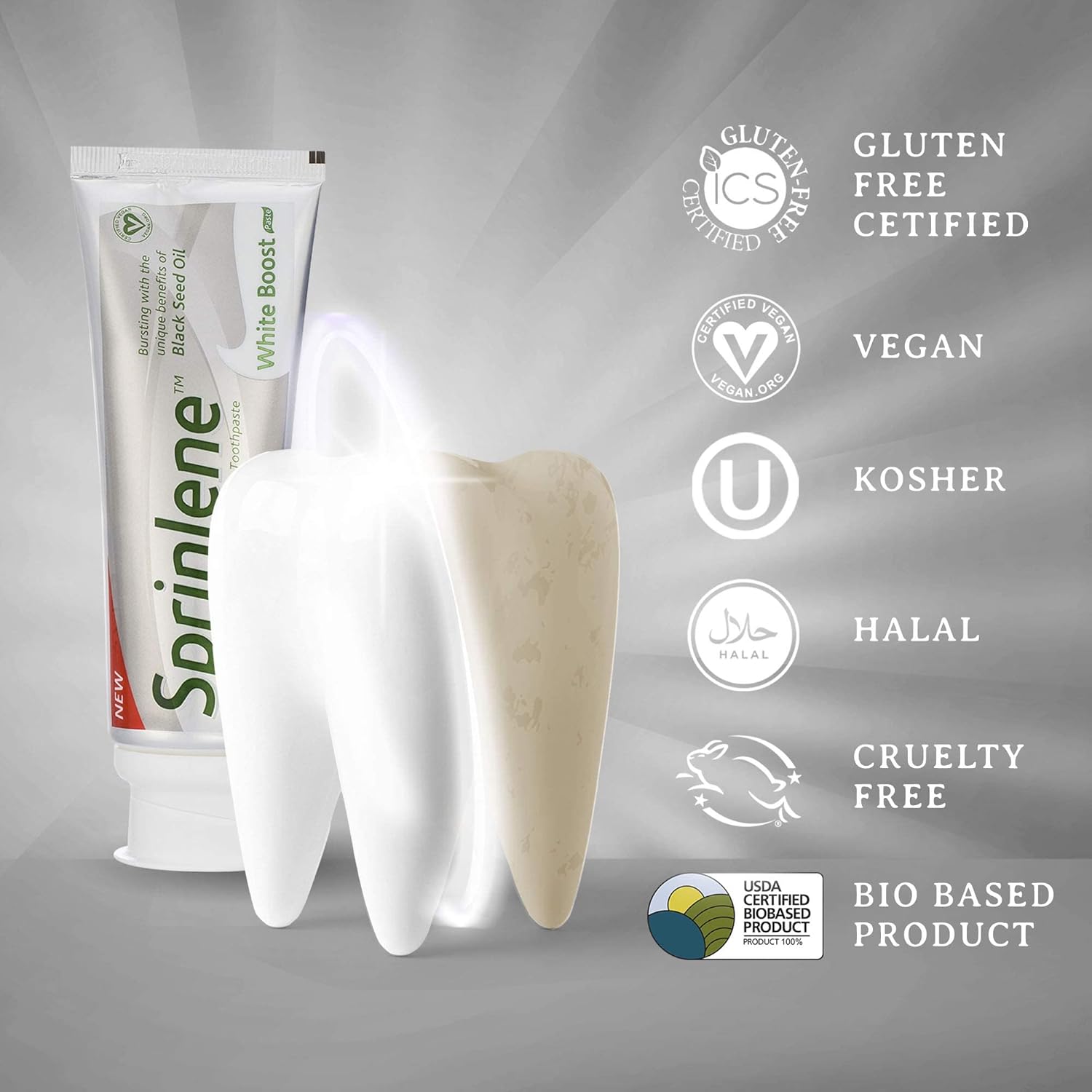 SprinJene Original White Boost | Whitening Toothpaste with Fluoride for Cavity Protection | 4 Pack