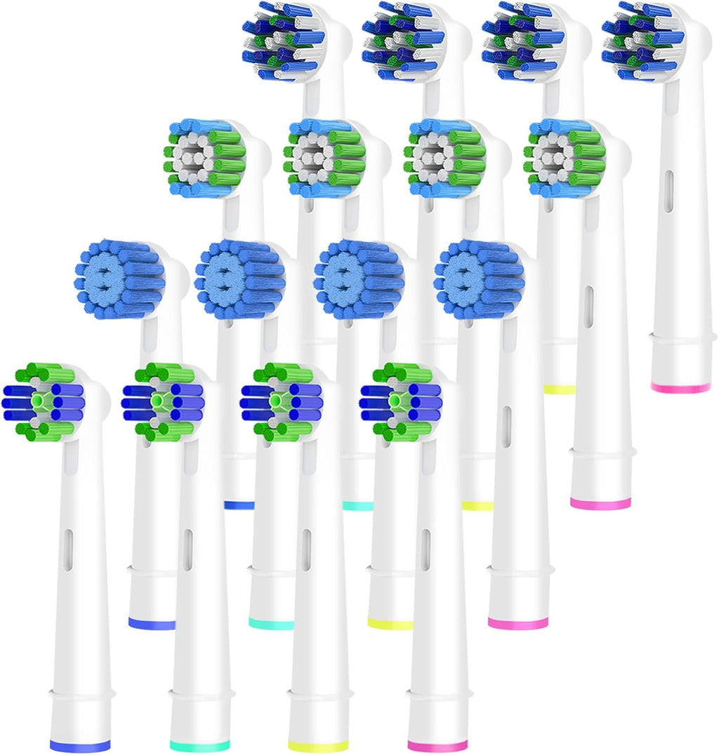 16pcs Replacement Brush Heads Compatible with Oral B Electric Toothbrushes. Pack of 4 Precision Clean,4 Cross Clean,4 3D Whitening Clean and 4 Sensitive Clean