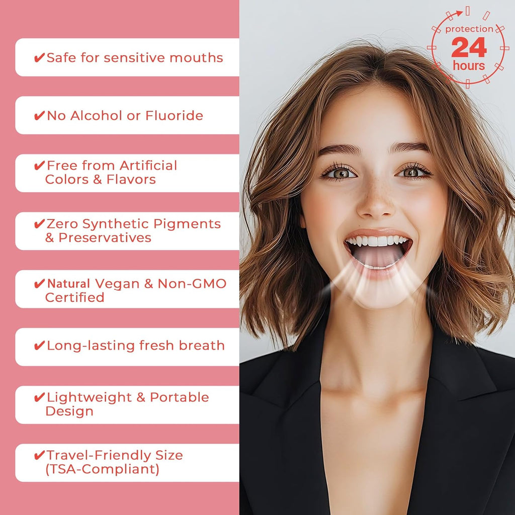 Travel-Size Alcohol & Fluoride Free Peach Mint Mouthwash Packets, 60 Individually Wrapped Portable Packs for Adults, Fresh Breath Peach Mint Flavored Mouthwash for Oral Hygiene, 0.63 Fl Oz Each