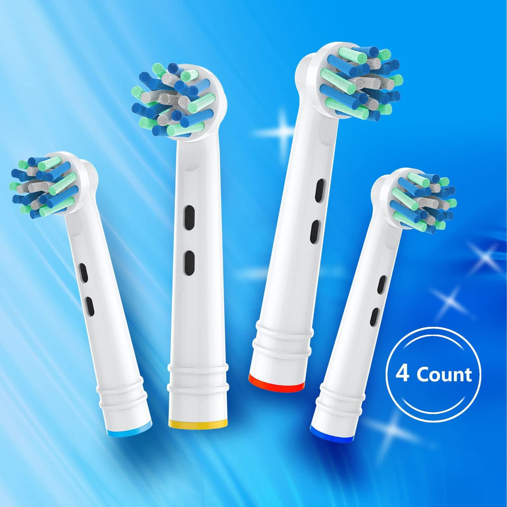 Replacement Toothbrush Heads Compatible with Oral B Electric Toothbrushes, 4pcs, Round Head Fits for CrossAction, Accessories for Vitality Plus
