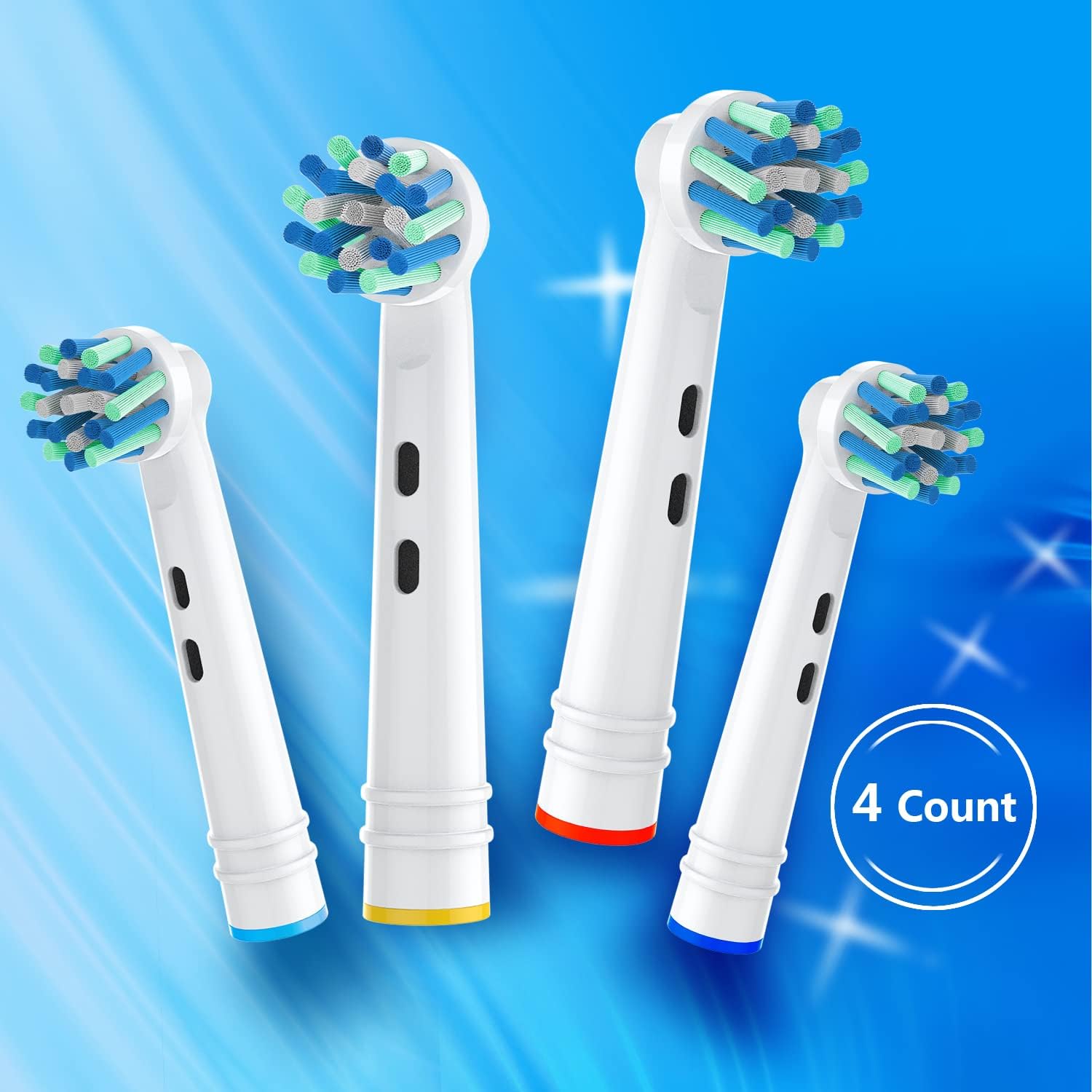 Replacement Toothbrush Heads Compatible with Oral B Electric Toothbrushes, 4pcs, Round Head Fits for CrossAction, Accessories for Vitality Plus