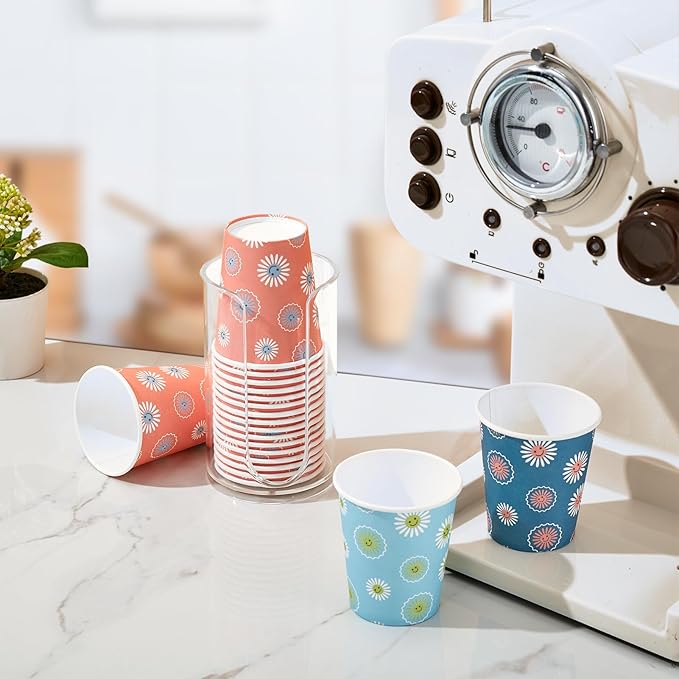 SIUQ 1200 Pack 3 oz Paper Cups, Disposable Bathroom Cups, Mini Mouthwash Cups, Small Cup 3 Ounce for Bathroom, Party, Picnic, BBQ, Travel(Daisy)