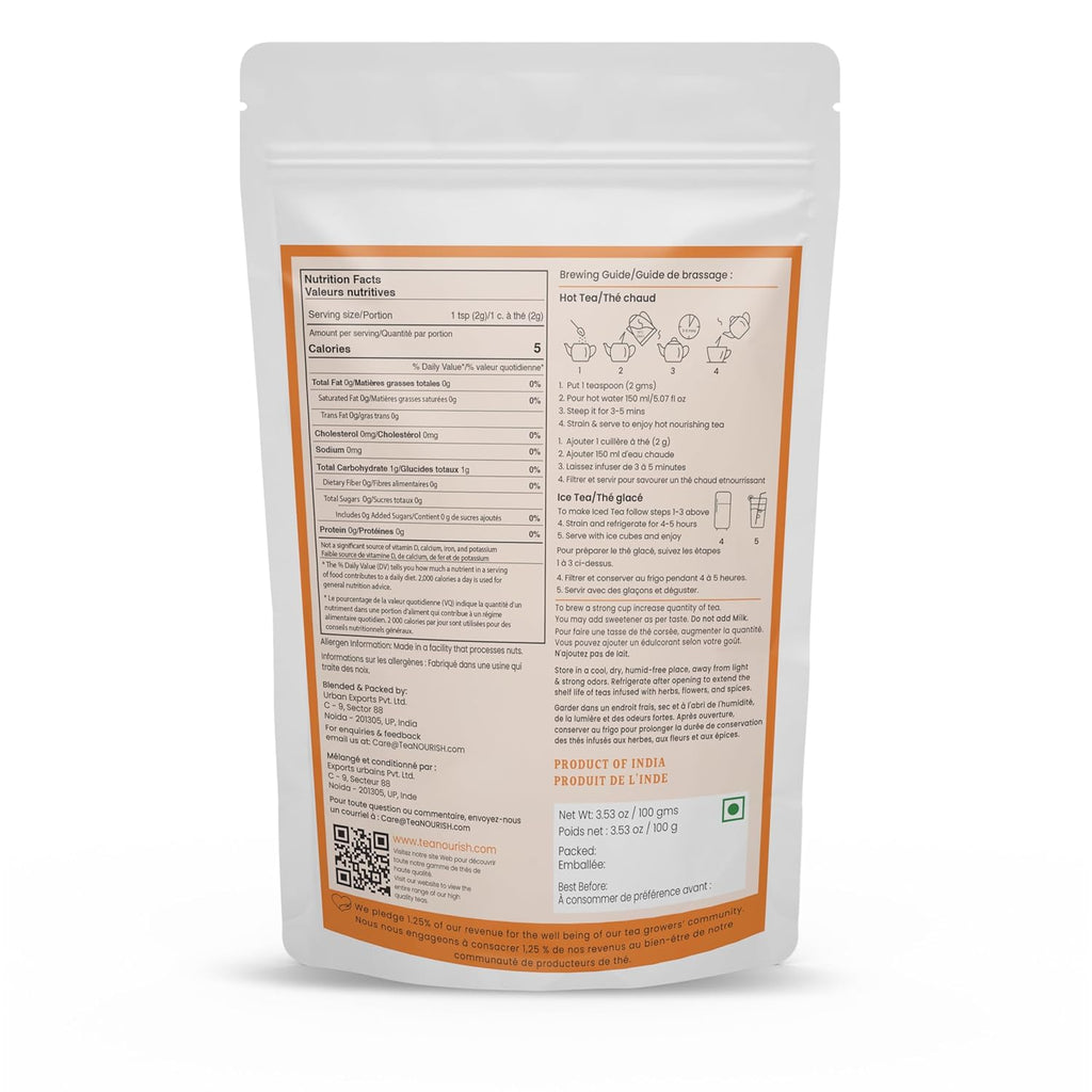 TeaNOURISH Chamomile Mint Green Tea | Darjeeling Loose Leaf Tea | 50 Cups Hot or Iced Tea - 3.53oz/100g (Pack of 2)