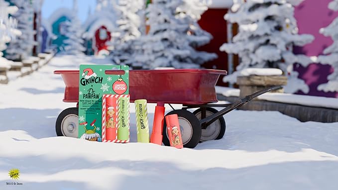 Dr. PawPaw The Grinch Set - Candy Cane and Ultimate Red - Lip Scrub and Natural Lip Balm - Gluten Free Care to Exfoliate, Moisturize, Nourish - 2 pc