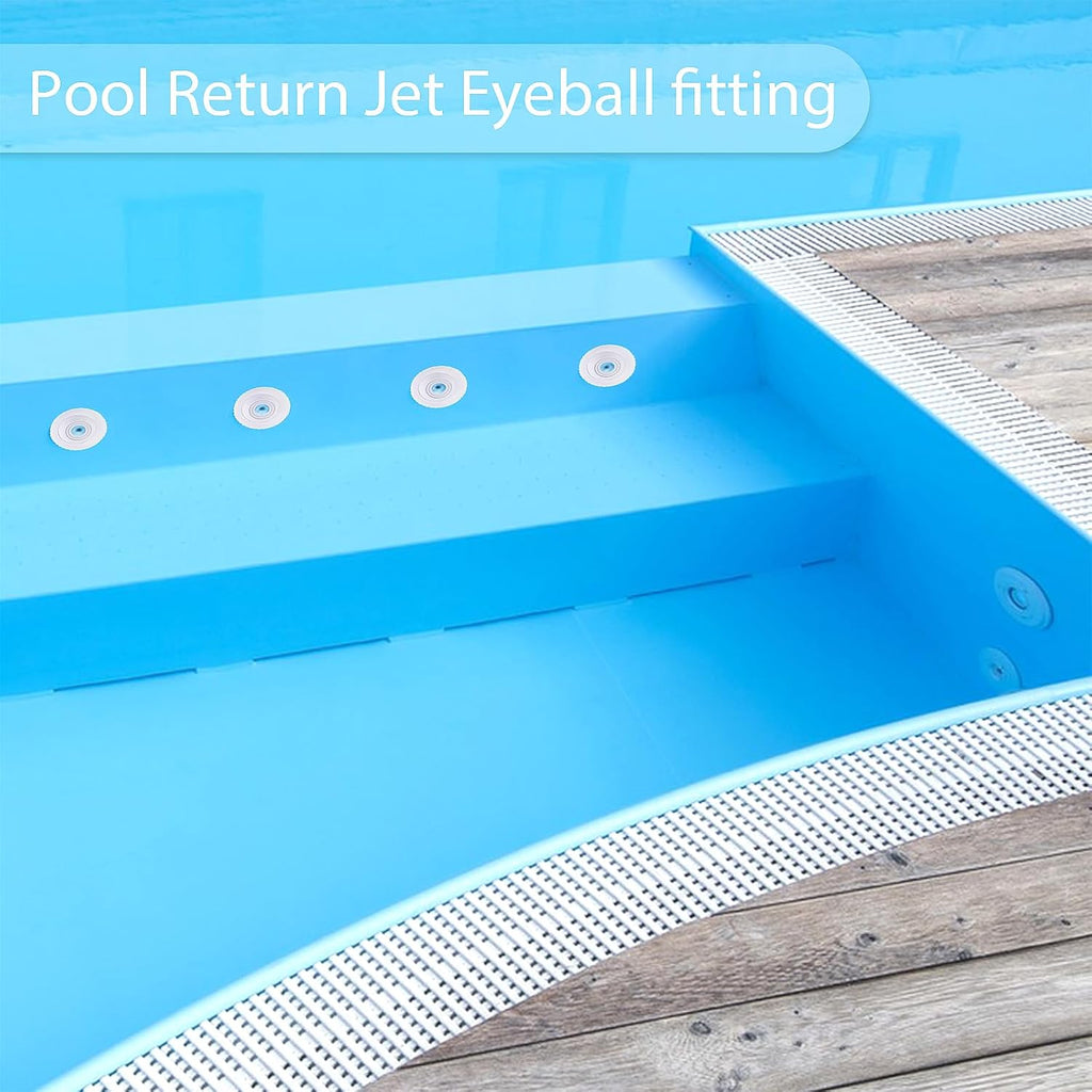 2 Pieces Pool Jet Nozzles, 1/2" Directional Flow Eyeball Inlet Jet, Swimming Pool Return Jet Replacement Parts Fittings Spa with 1-1/2 Inch MIP Thread Pool Accessories for Cleaning White 0.5"