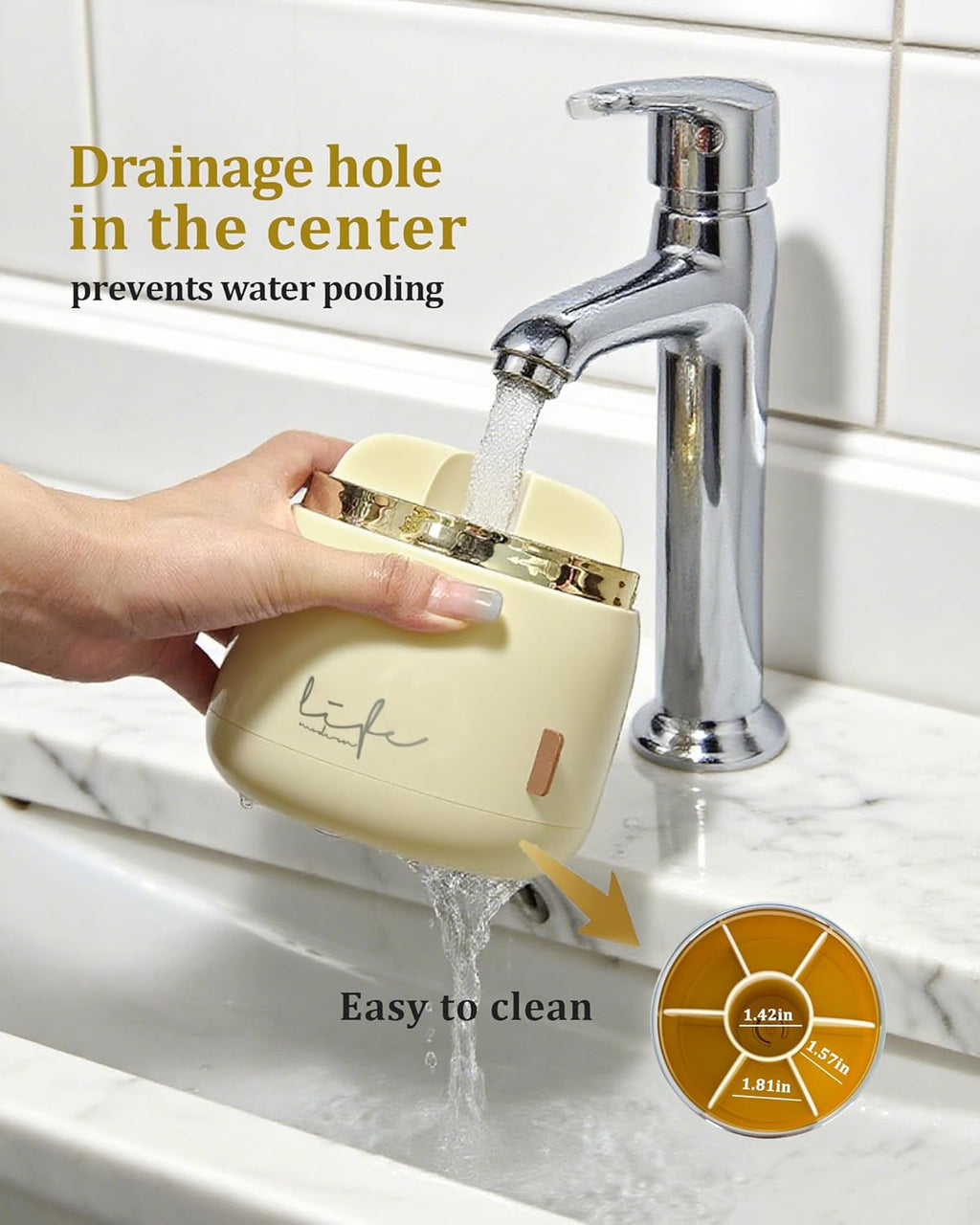 bubooo 360° Rotating Toothbrush Holder for Bathroom - Non-Slip Space-Saving 7-Slot with Cover & Drainage, Electric Toothbrushes/Toothpaste/Razor Organizer for Counter Vanity (beige)