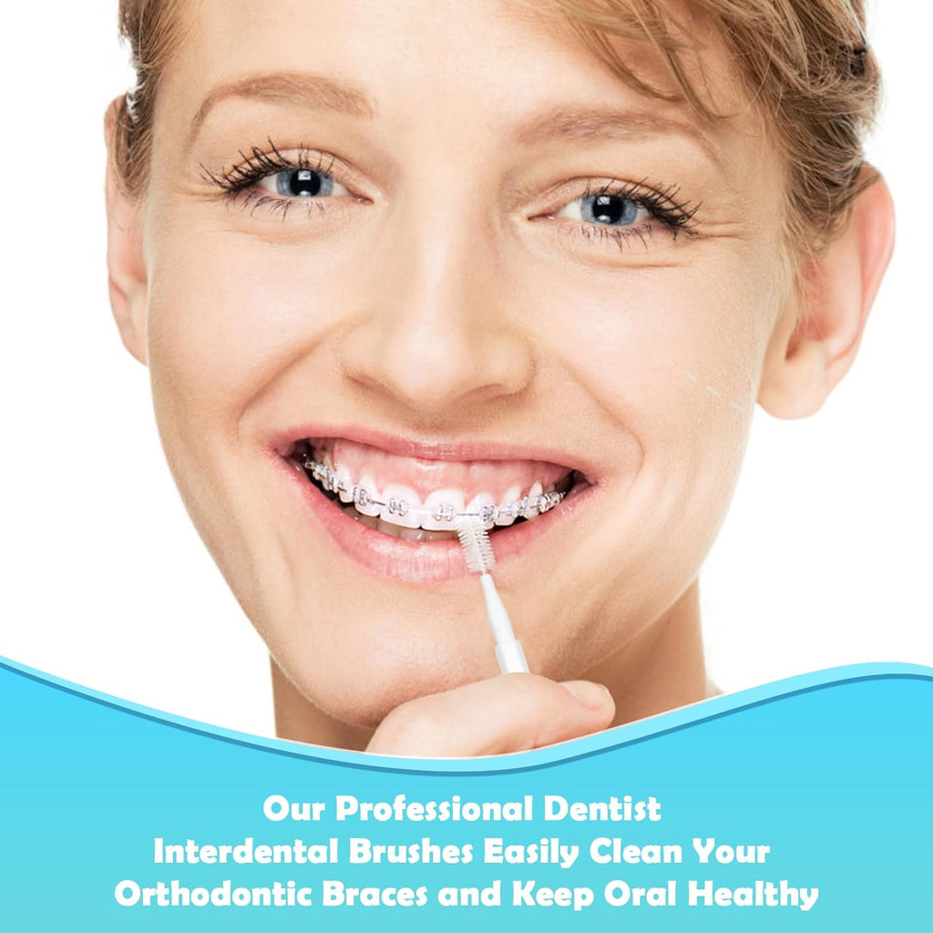 120 Pieces Interdental Brushes, Braces Brush Cleaner Orthodontic Flossers Toothpicks Floss Picks for Braces Kit for Teeth Cleaning Tools Spiral Dental Brush Head for Efficient Oral Care White