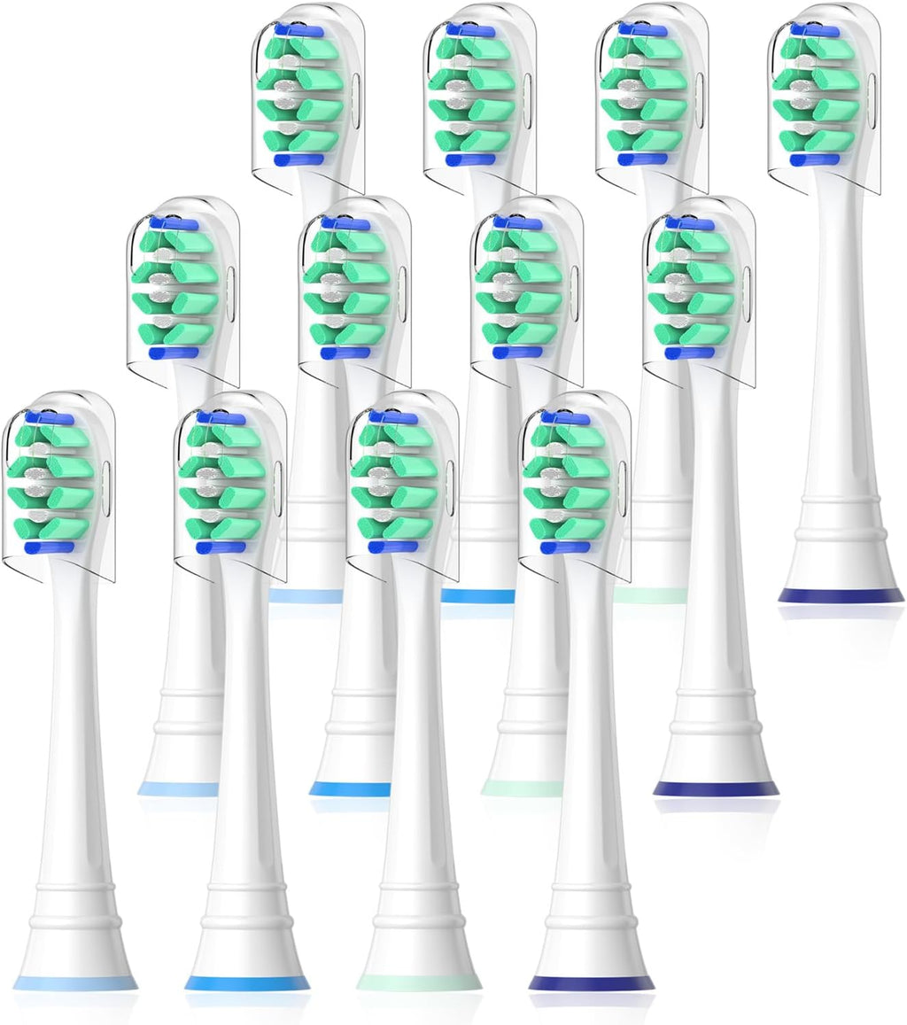 Replacement Heads Compatible with Sonicare Toothbrush, Replacement Brush Head for Philips Sonicare Electric Toothbrush 4100 5100 6100 9900 C2 W3 and More Click-on Handles 12 White