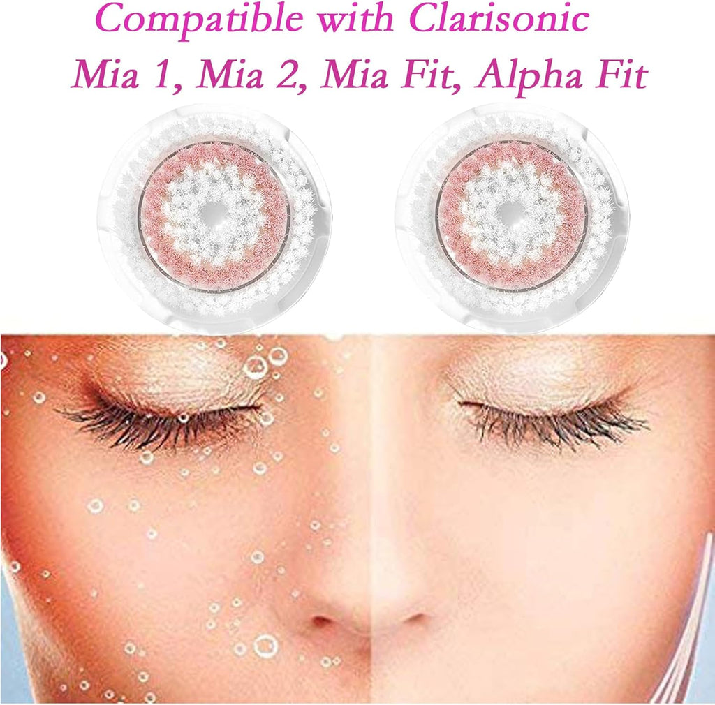 Brush Head Replacements Compatible with Clarisonic Mia 1, Mia 2, Smart Profile Uplift and Alpha Fit Face Cleaning Brush Heads (Pink-2Pack)