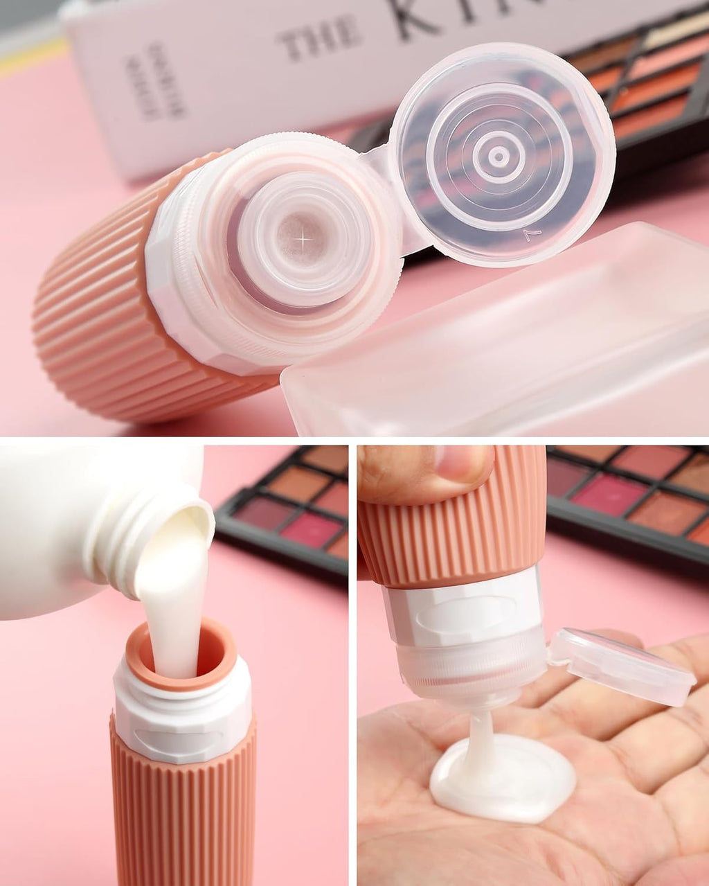 Travel Bottles - 8 Pack, TSA Approved 3 oz Travel Containers for Toiletries, Clear Bag, Leak Proof Silicone Squeezable Essentials Jars