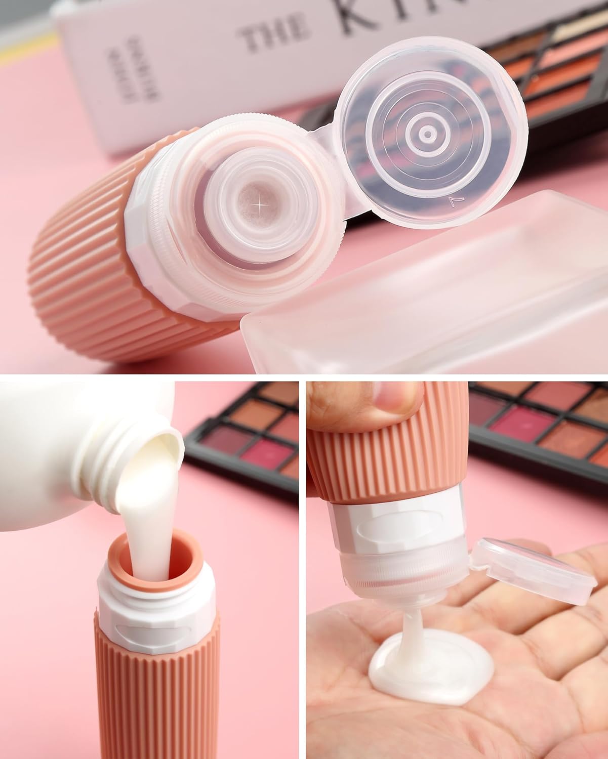 Travel Bottles - 8 Pack, TSA Approved 3 oz Travel Containers for Toiletries, Clear Bag, Leak Proof Silicone Squeezable Essentials Jars